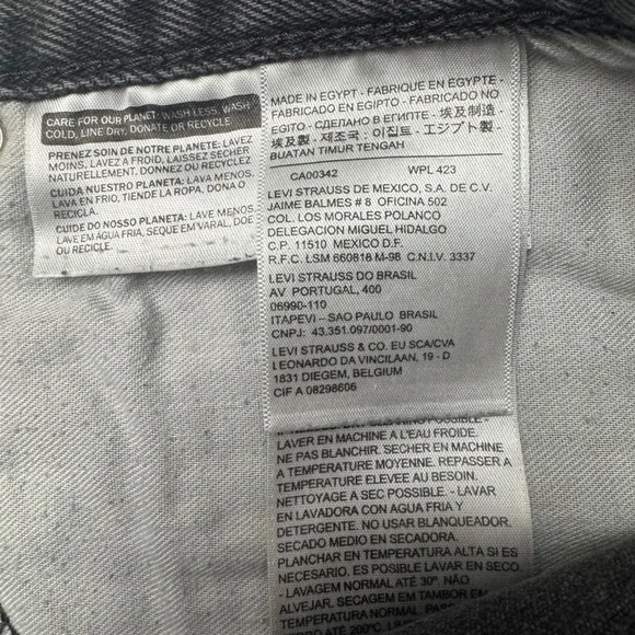 Levi's 505 Mens 34 x 29 Regular Fit Jeans Black Wash Denim Pants‎ Classic - Picture 5 of 7